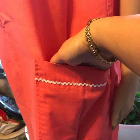 VTG Floral 70s Go-In’s By Danville Full Zip Beachy Women Midi Dress Size M 14/16 - Picture 8 of 10